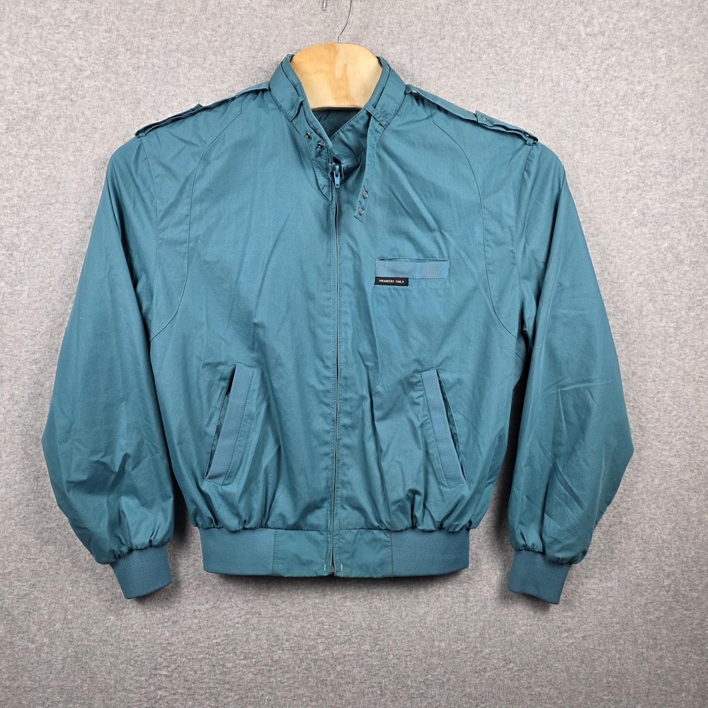 Vintage Members Only‎ Jacket Mens 40 Teal Cotton Blend Bomber Moto Style 80s